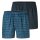 SCHIESSER Herren Web-Boxershorts, 2er Pack - Webware, Unterhose, Baumwolle Dunkelblau/Petrol 3XL