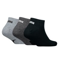 PUMA Kinder Sneakersocken, 3er Pack - BWT Sneaker 3P, Logos, einfarbig Schwarz/Grau 31-34