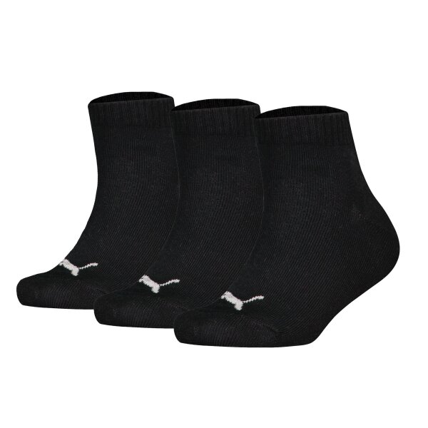 PUMA Kids Quarter Socks, 3-Pack - Plain Quarter 3P, Logos, single colour Black 27-30