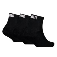 PUMA Kids Quarter Socks, 3-Pack - Plain Quarter 3P, Logos, single colour Black 27-30