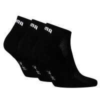 PUMA Unisex Sneakersocken, 3er Pack - Cushioned Sneaker 3P, Logo, einfarbig Schwarz 35-38