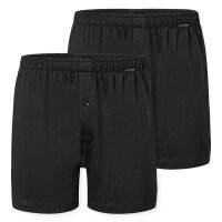 SCHIESSER mens jersey boxer shorts, 2-pack - 2-pack boxer shorts, cotton, solid colour Black XL (X-Large)