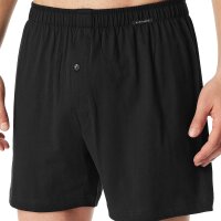SCHIESSER mens jersey boxer shorts, 2-pack - 2-pack boxer shorts, cotton, solid colour Black XL (X-Large)
