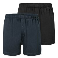 SCHIESSER Herren Jersey-Boxershorts, 2er Pack - 2Pack Boxershorts, Baumwolle, einfarbig Schwarz/Dunkelblau S