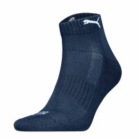 PUMA Unisex 3-Pack Cushioned Quarter Socks, Logo, Solid Colour Blue 39-42 (6-8 UK)