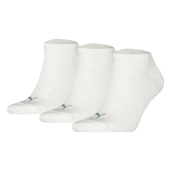 PUMA Unisex Sneakersocken, 3er Pack - Sneaker Plain 3P, Logo, einfarbig Weiß (Oatmeal) 43-46