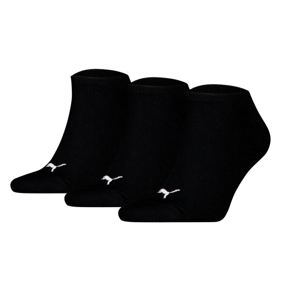 PUMA Unisex Sneaker Socks, 3-Pack - Sneaker Plain 3P, Logo, single-coloured Black 35-38 (2.5-5 UK)