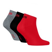 PUMA Unisex Sneaker Socks, 3-Pack - Sneaker Plain 3P, Logo, single-coloured Black/Grey/Red 35-38 (2.5-5 UK)
