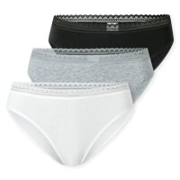 SCHIESSER womens Brazilian panties, 3-pack - 3-pack Brazilian, stretch cotton, plain Black/Grey/White S (Small)