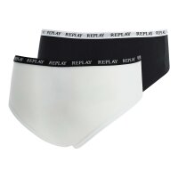 REPLAY Damen Panties, 4er Pack - Slip, Logobund, Baumwollmischung Schwarz/Weiß XL