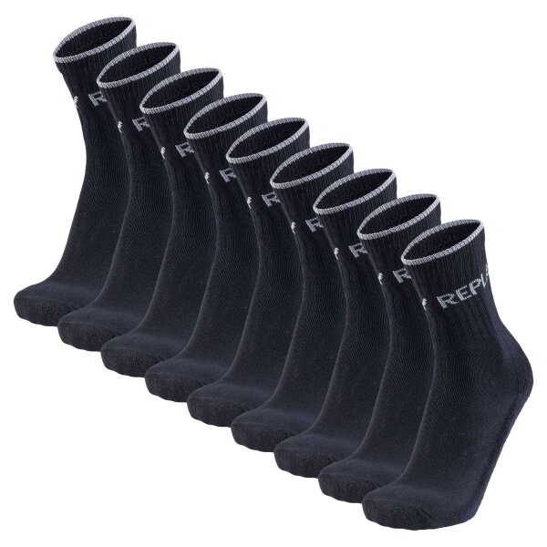 REPLAY unisex socks, 9-pack - tennis socks, short socks, logo Black 35-38 (UK 3-5)