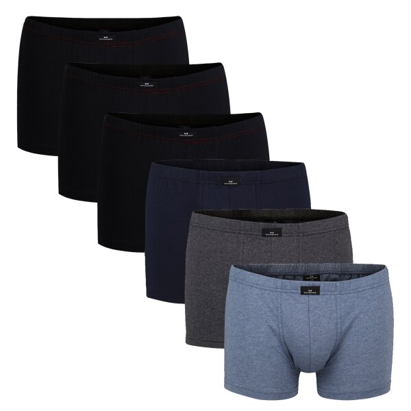 Götzburg Herren Pants 6er Pack - Single Jersey, Unterwäsche Set, Cotton Stretch Schwarz/Blau/Grau M