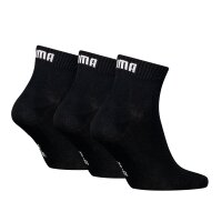 PUMA Unisex Quarter socks, 3-pack - Quarter Plain 3P, logo, solid colour Black 35-38 (2.5-5 UK)