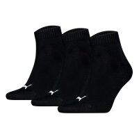 PUMA Unisex Quartersocken, 3er Pack - Quarter Plain 3P, Logo, einfarbig Schwarz 35-38