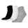 PUMA Unisex Quartersocken, 3er Pack - Quarter Plain 3P, Logo, einfarbig Grau/Schwarz/Weiß 43-46