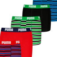 PUMA Boys Boxer Shorts, 6 Pack - Everyday Striped Boxers ECOM 6P, Cotton Stretch, Stripes Blue/Green/Red 134-140