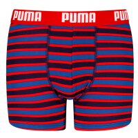 PUMA Jungen Boxer Shorts, 6er Pack - Everyday Striped Boxers ECOM 6P, Cotton Stretch, Streifen Blau/Grün/Rot 134-140