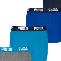 PUMA Jungen Boxer Shorts, 4er Pack - Everyday Basic Boxers ECOM 4P, Baumwollmischung, Logo Blau/Grau 122-128