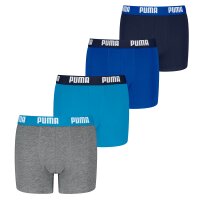 PUMA Jungen Boxer Shorts, 4er Pack - Everyday Basic Boxers ECOM 4P, Baumwollmischung, Logo Blau/Grau 170-176