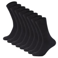 Camano Mens Socks, Pack of 8 - Organic Cotton, Single Colour Black 39-42 (UK 6-8)