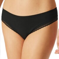 SCHIESSER Womens Thongs, 3-Pack - 3Pack Cheeky String, Stretch Cotton, solid Black S (Small)