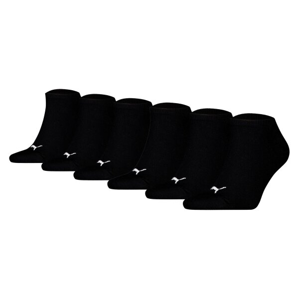 PUMA Unisex Sneakersocken, 6er Pack - Sneaker Plain ECOM 6P, Logo, einfarbig Schwarz 43-46