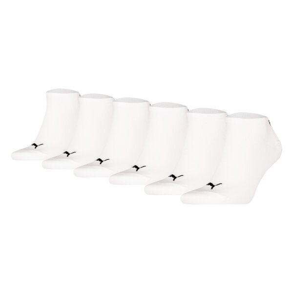 PUMA unisex sneaker socks, pack of 6 - Sneaker Plain ECOM 6P, logo, single-coloured White 35-38 (UK 2.5-5)