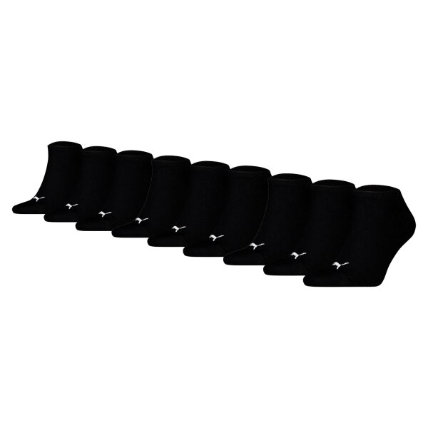 PUMA unisex sneaker socks, 9-pack - Sneaker Plain ECOM 9P, logo, solid colour Black 39-42 (UK 5.5-8)