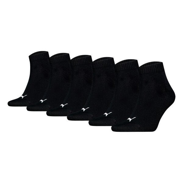 PUMA Unisex Quarter Socken, 6er Pack - Quarter Plain ECOM 6P, Logo, uni Schwarz 43-46
