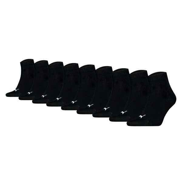 PUMA Unisex Quarter Socken, 9er Pack - Quarter Plain ECOM 9P, Logo, einfarbig Schwarz 43-46