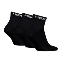 HEAD Unisex Quarter Socken, 3er Pack - Elements All Sport Quarter, Logo, einfarbig Schwarz 43-46