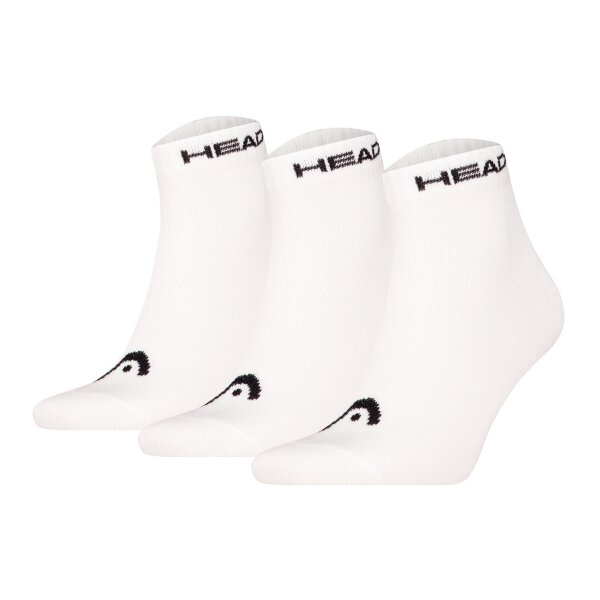 HEAD Unisex Quarter Socken, 3er Pack - Elements All Sport Quarter, Logo, einfarbig Weiß 39-42