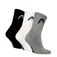 HEAD Unisex Socks, 3-pack -  All Sports Training Short Crew, sports socks, logo, solid colour Grey/White/Black 39-42 (UK 6-8)