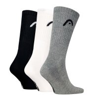 HEAD Unisex Socken, 3er Pack - All Sport Training Crew, Sportsocken, Logo Grau/Weiß/Schwarz 43-46