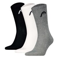 HEAD unisex socks - 3-pack, All Sport Training Crew, sports socks, logo Grey/White/Black 43-46 (UK 9-11)
