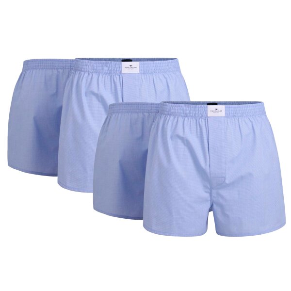 TOM TAILOR mens boxer shorts, 4-pack - woven shorts, cotton, poplin, check Light blue M (Medium)