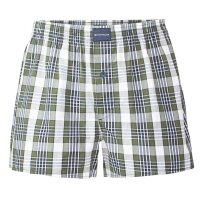 TOM TAILOR Herren Web-Boxershorts, 4er Pack - Unterwäsche, Unterhose, Baumwolle, Logo, kariert Blau/Grün/Weiß S
