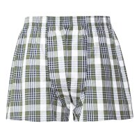 TOM TAILOR Herren Web-Boxershorts, 4er Pack - Unterwäsche, Unterhose, Baumwolle, Logo, kariert Blau/Grün/Weiß S