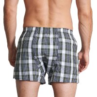 TOM TAILOR Herren Web-Boxershorts, 4er Pack - Unterwäsche, Unterhose, Baumwolle, Logo, kariert Blau/Grün/Weiß S