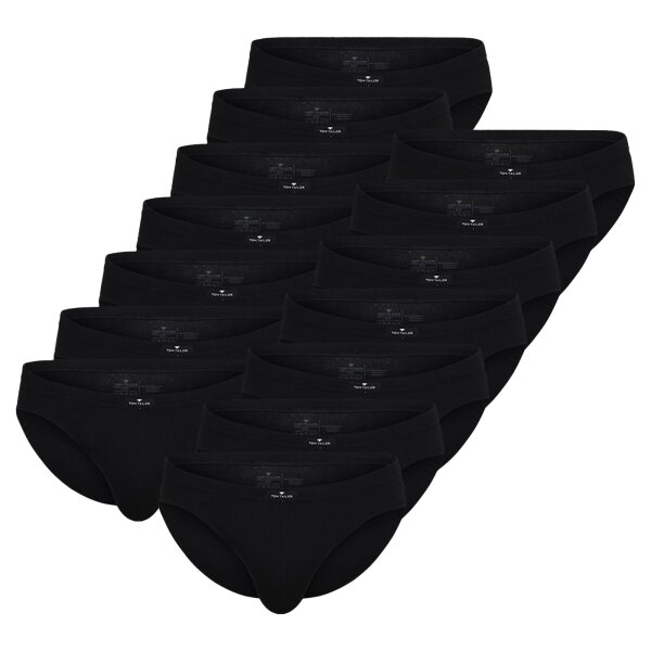 TOM TAILOR Mens briefs, 14-pack - mini briefs, Pure Cotton, Jersey, uni Black L (Large)