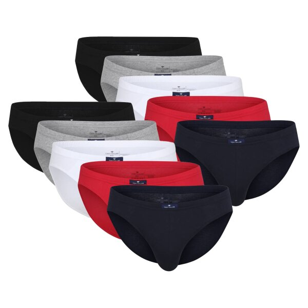 TOM TAILOR Mens Brief, 10-pack - Mini Brief, Basic, plain Blue/White/Red M (Medium)