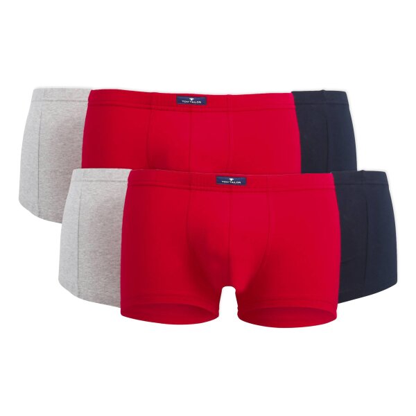 TOM TAILOR Mens Shorts, Pack of 6 - X-LASTIC, Boxer Briefs, Pants, Stretch Cotton Navy/Red/Grey S (Small)