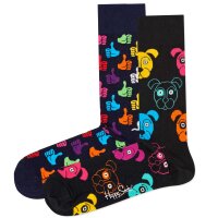 Happy Socks Unisex Socks, 4-pack - Classic Crew, Organic Cotton, Mix of Colours Dog-Cherry 41-46 (UK 7,5-11,5)