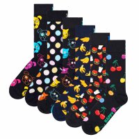 Happy Socks Unisex Socks, 6-Pack - Classic, Pattern, Cotton Blend, Mixed Colors Dog-Banana 41-46 (UK 7,5-11,5)