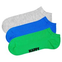 Happy Socks Unisex Sneaker Socks, 6-pack - Solid Socks Low, cotton blend, solid color Gray/Blue/Green 36-40 (UK 4-7)