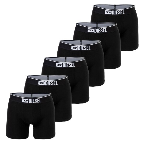 DIESEL Mens Boxershorts, 6 Pack - UMBX-SEBASTIANTHREEPACK, Boxer Long, Cotton Stretch Black L (Large)