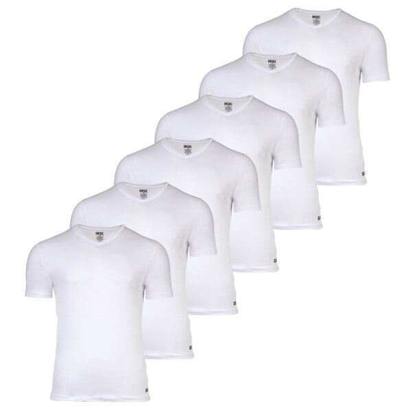 DIESEL Herren T-Shirt, 6er Pack - MICHAEL, Unterhemd, V-Neck, kurzarm, Baumwolle Weiß S