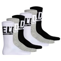 DIESEL unisex socks, 6-pack - SKM-RAY, ribbed cuffs, logo, plain Black/Grey/White 35-38 (UK 2.5-5)
