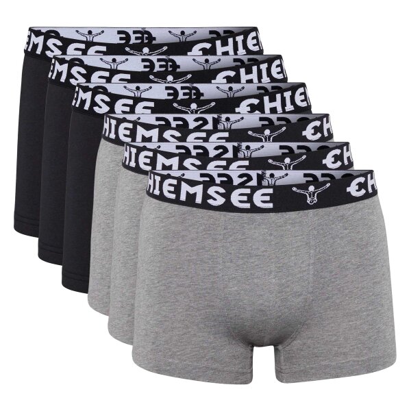 CHIEMSEE Mens Boxer Shorts, 6-Pack - Shorts, Logo Waistband, solid Colour Black/grey M (Medium)