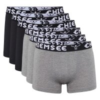 CHIEMSEE Herren Boxershorts, 6er Pack - Shorts, Logobund, einfarbig Schwarz/Grau M